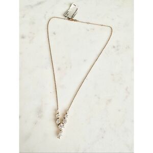 Nadri Gold Tone CZ Crystal Drop Necklace Elegant Bridal Jewel